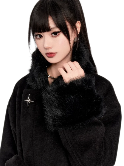 Faux Fur Short Wrap Coat