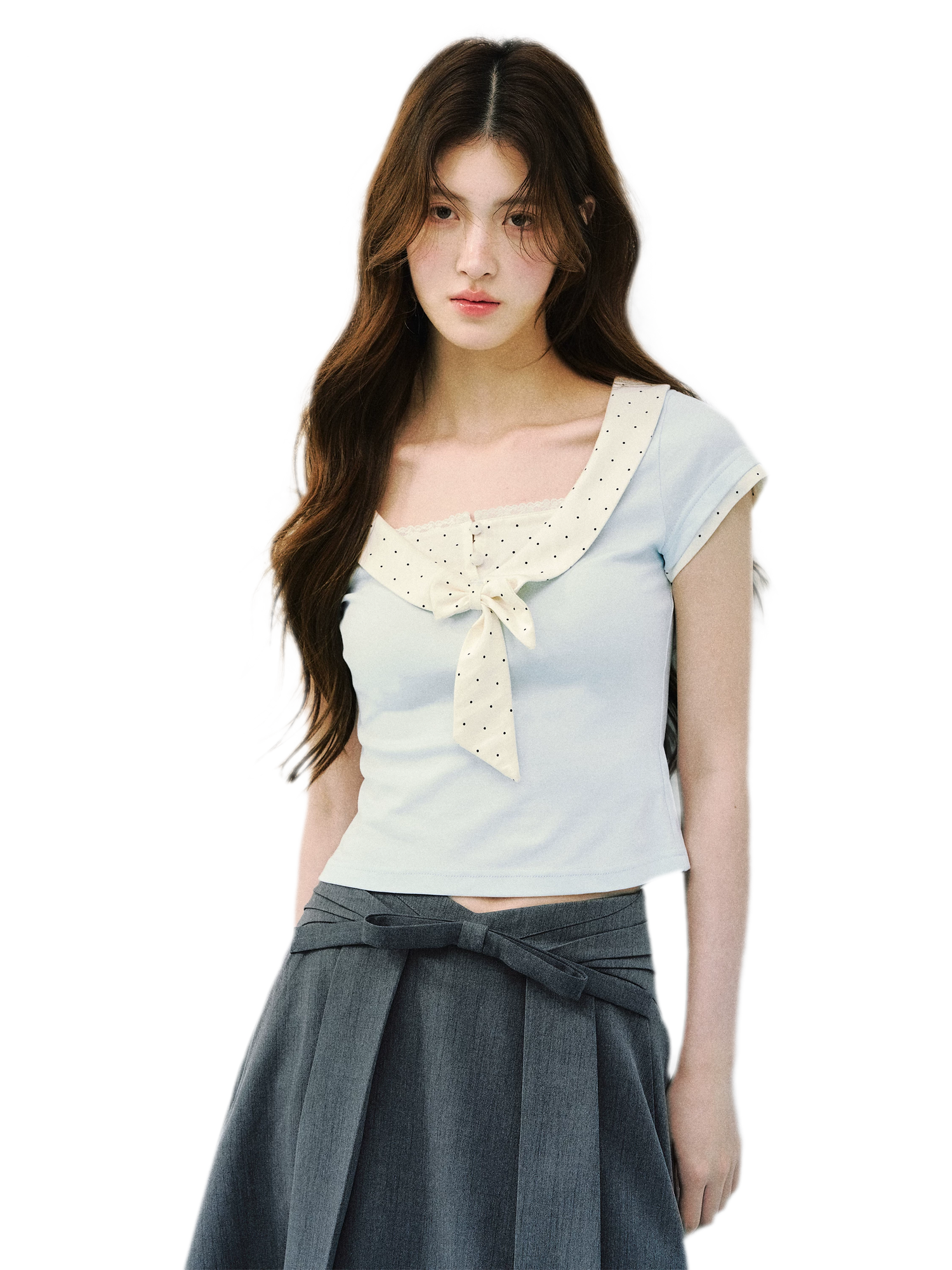 Bow Tie Floral Patchwork Short Sleeve T-Shirt