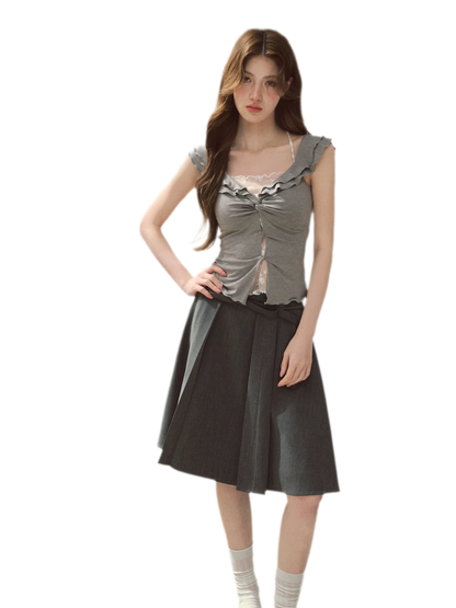 Ruffle Knot Fitted Top