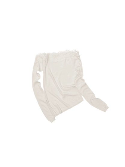 Acetate Cashmere Lace Knit Top