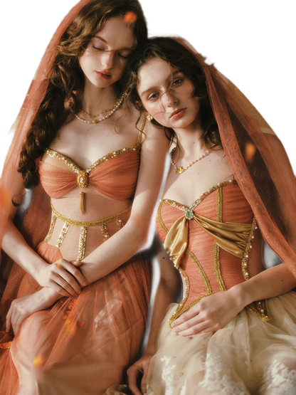 Gold Mesh Corset Dress Set