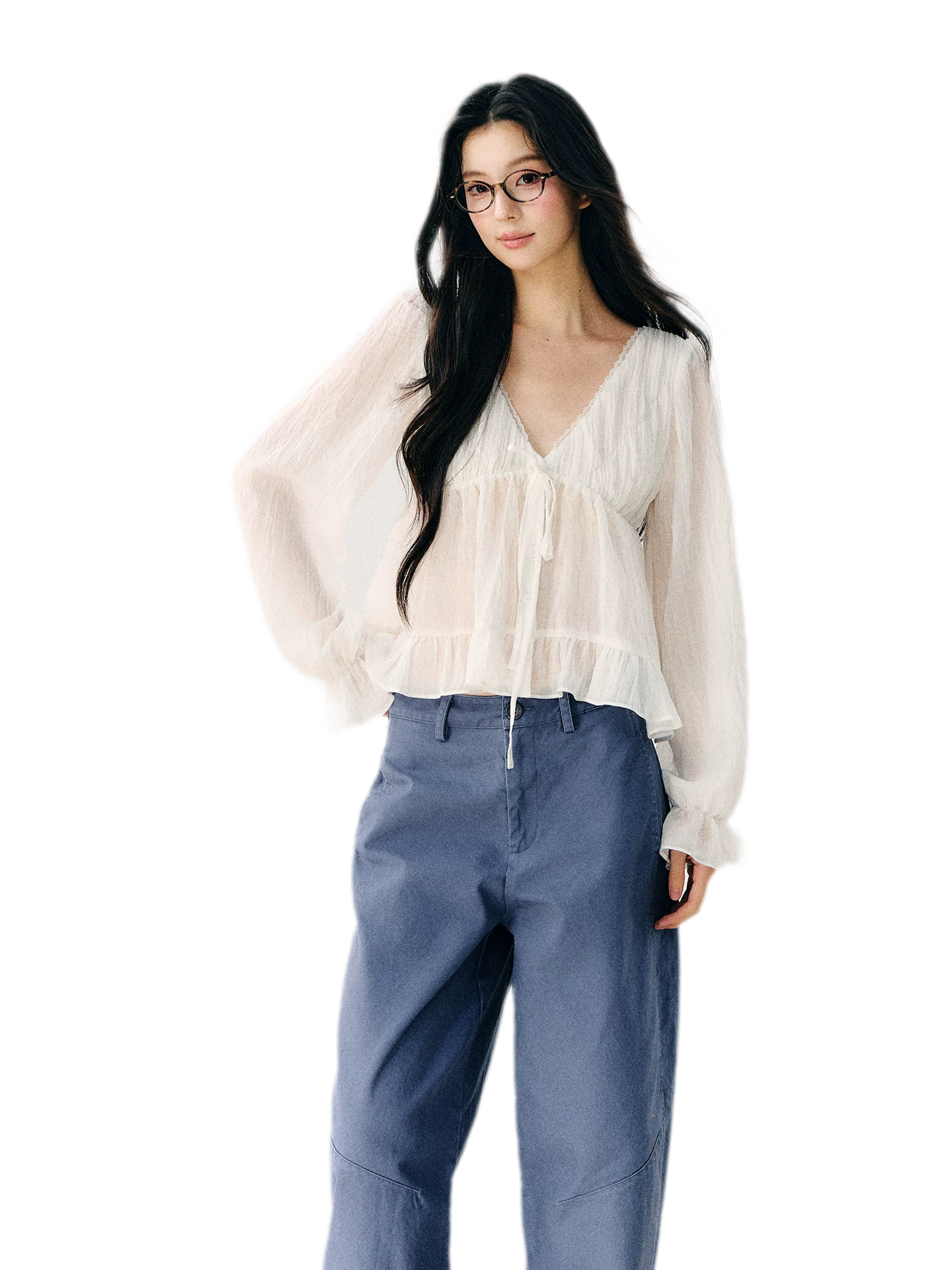 Washed Twill Cotton Pants