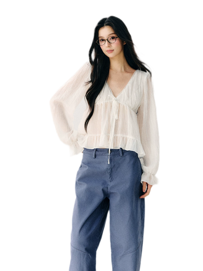 Washed Twill Cotton Pants
