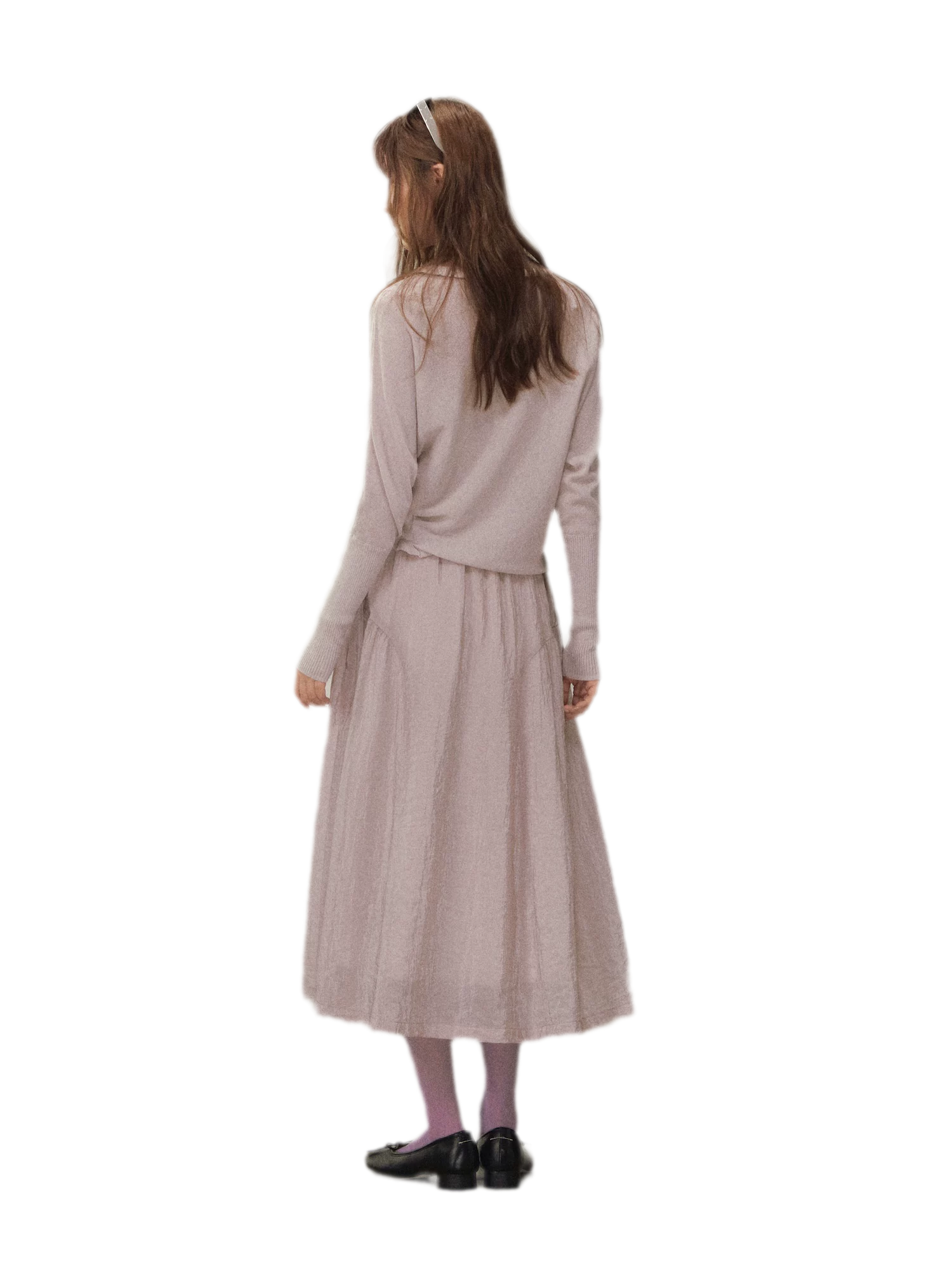 Crinkled Tiered Midi Skirt