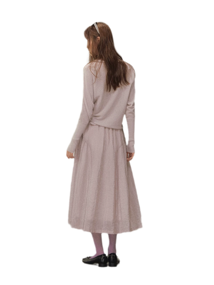 Crinkled Tiered Midi Skirt