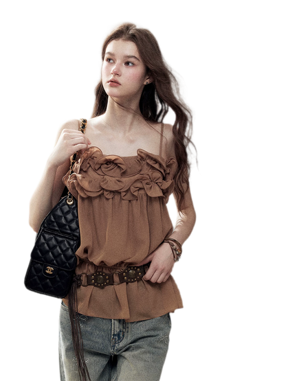 Chiffon Ruffle Cami Top