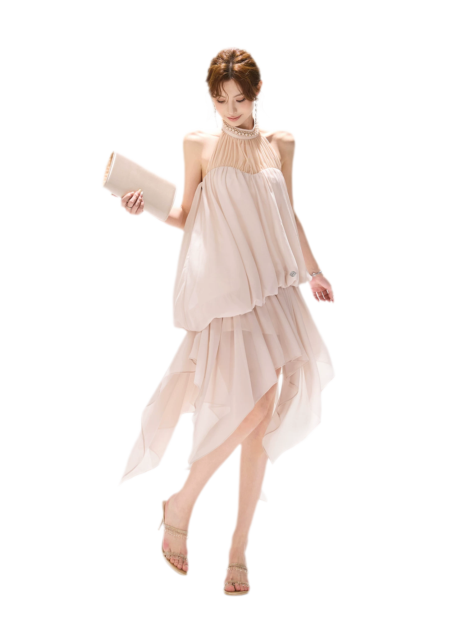 CYNR Pearl Halter Midi Dress – view 6