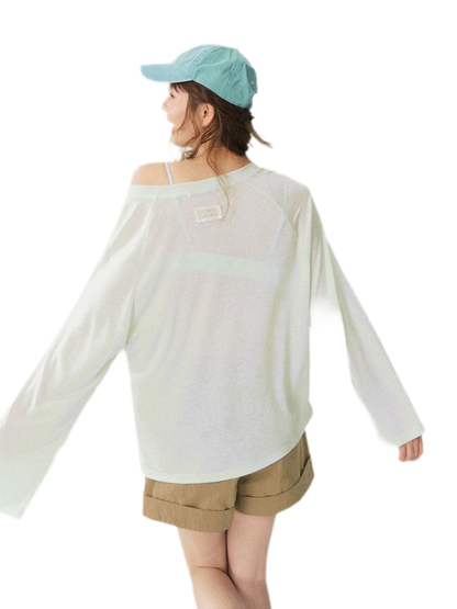 V-Neck Ruched Long Tee