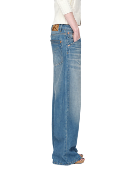 Washed Whisker Wide-Leg Jeans