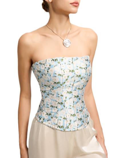 Jacquard Camellia Corset Top