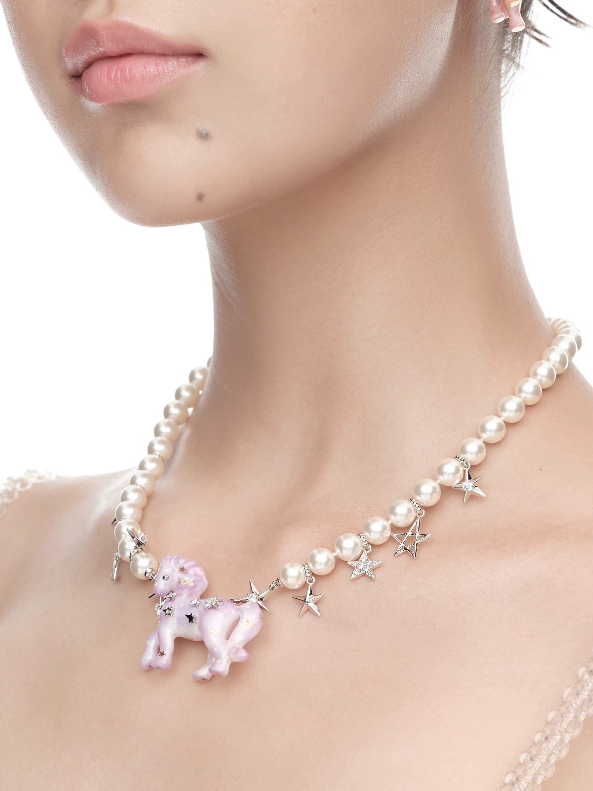 Pearl Horse Pendant Necklace