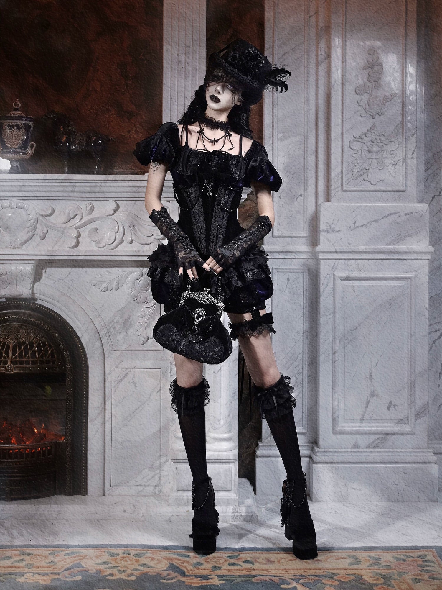 Velvet Lace Gothic Pumpkin Pants