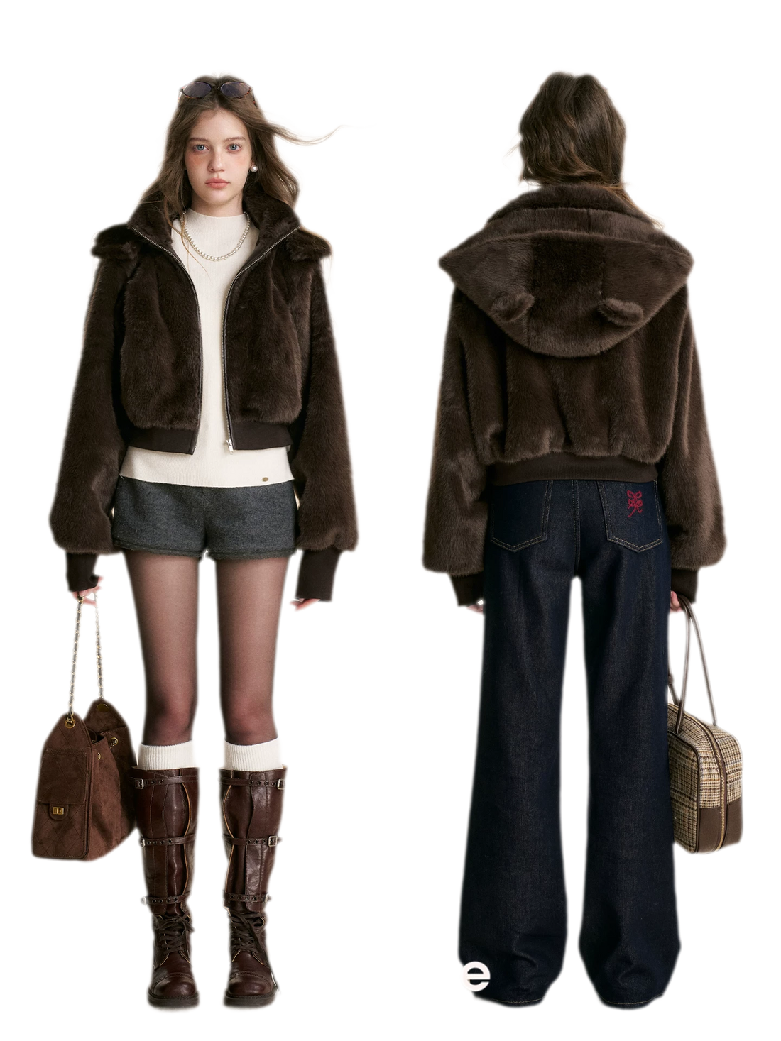 Wool Teddy Cropped Hooded Jacket