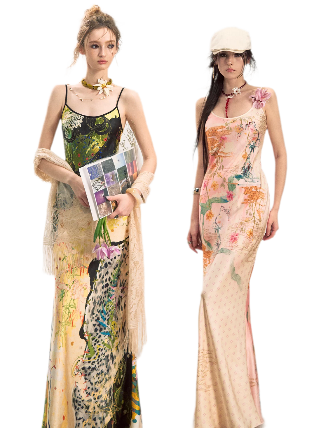 Leopard Stitch Floral Slip Dress