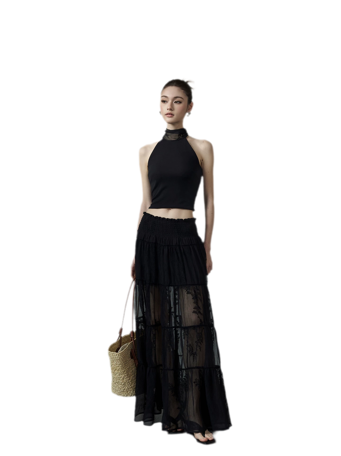 Tiered Lace Maxi Skirt