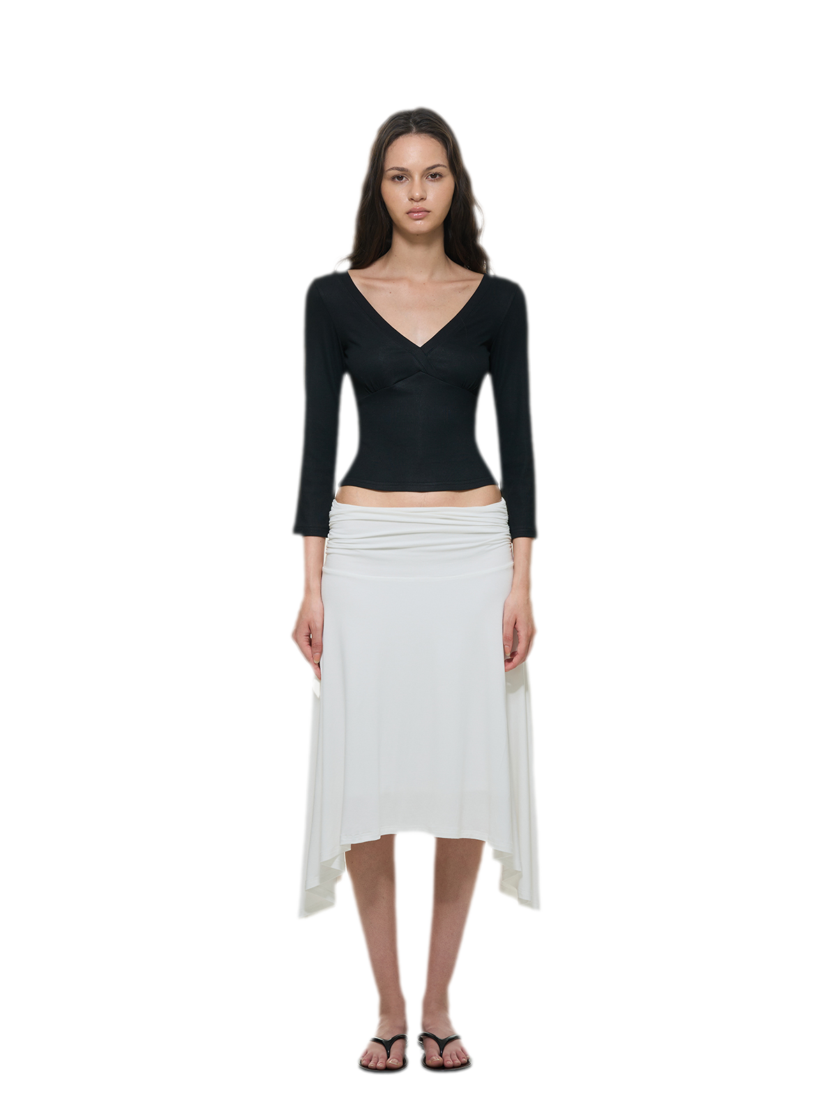 Crossfront Ribbed V-Neck Top