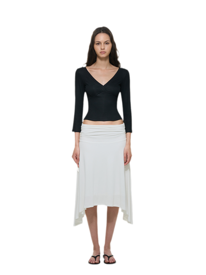 Crossfront Ribbed V-Neck Top