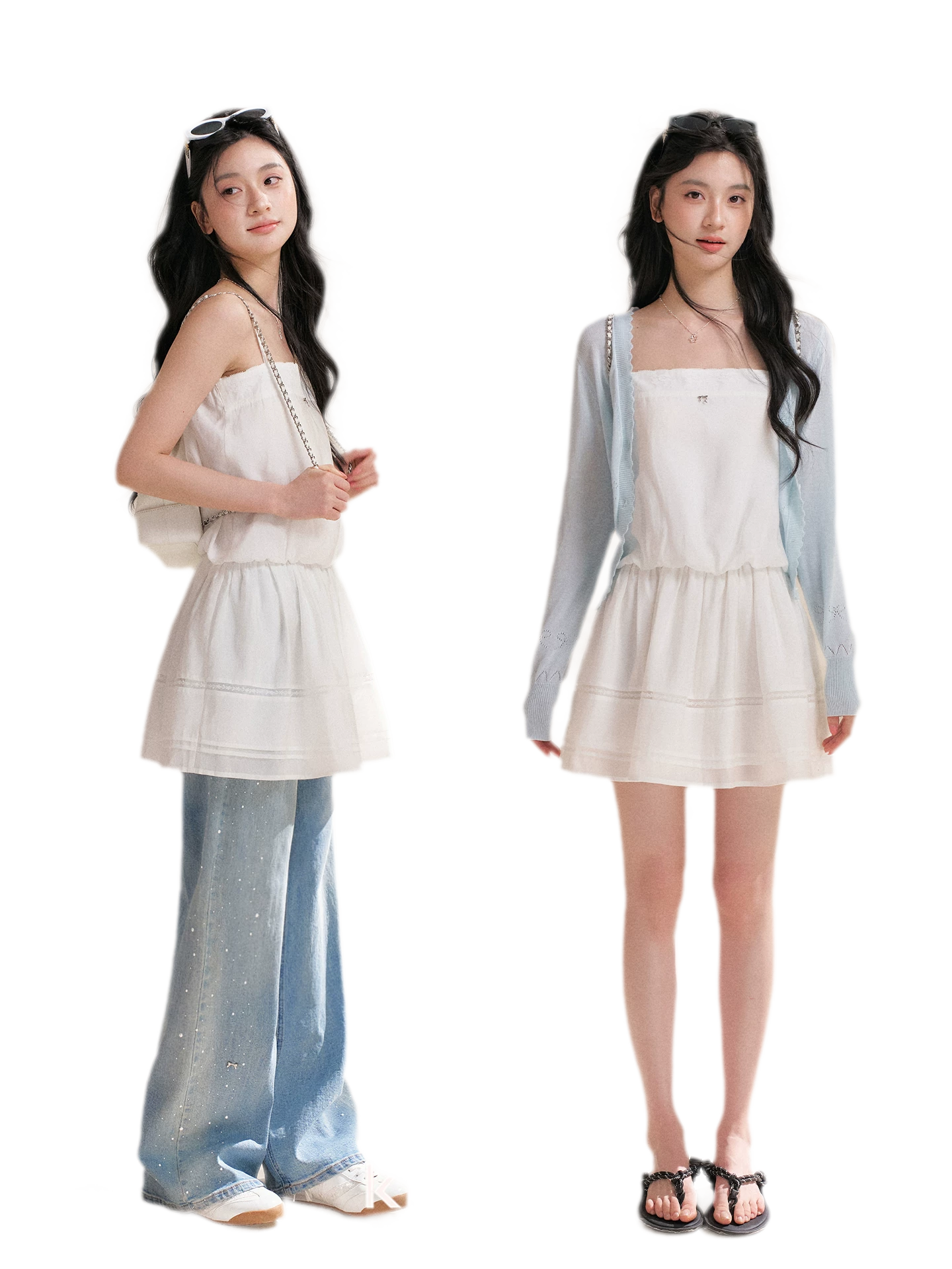 Soft Tencel Lace Dress &amp; Cardigan Set