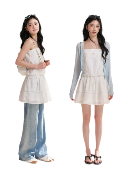Soft Tencel Lace Dress &amp; Cardigan Set