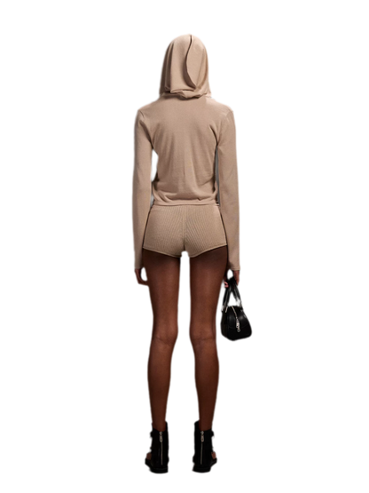 Cotton Acetate Fitted Hooded Top