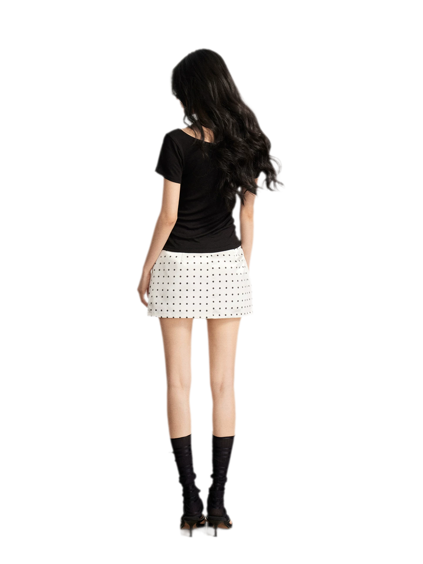 Lace Polka Dot Mini Skirt