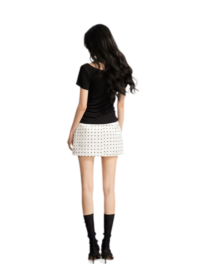 Lace Polka Dot Mini Skirt