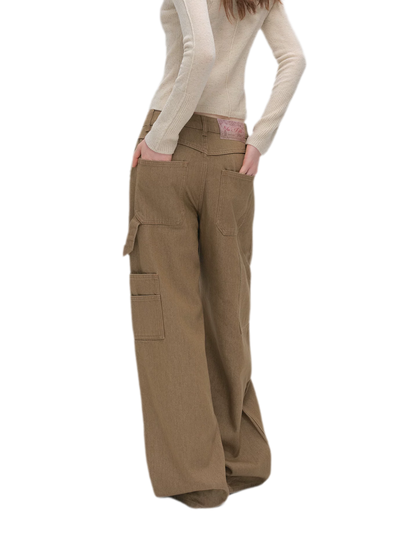 Enzyme-Washed Wide-Leg Utility Jeans