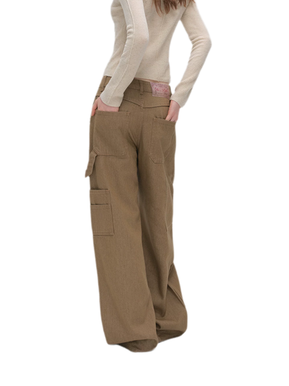 Enzyme-Washed Wide-Leg Utility Jeans