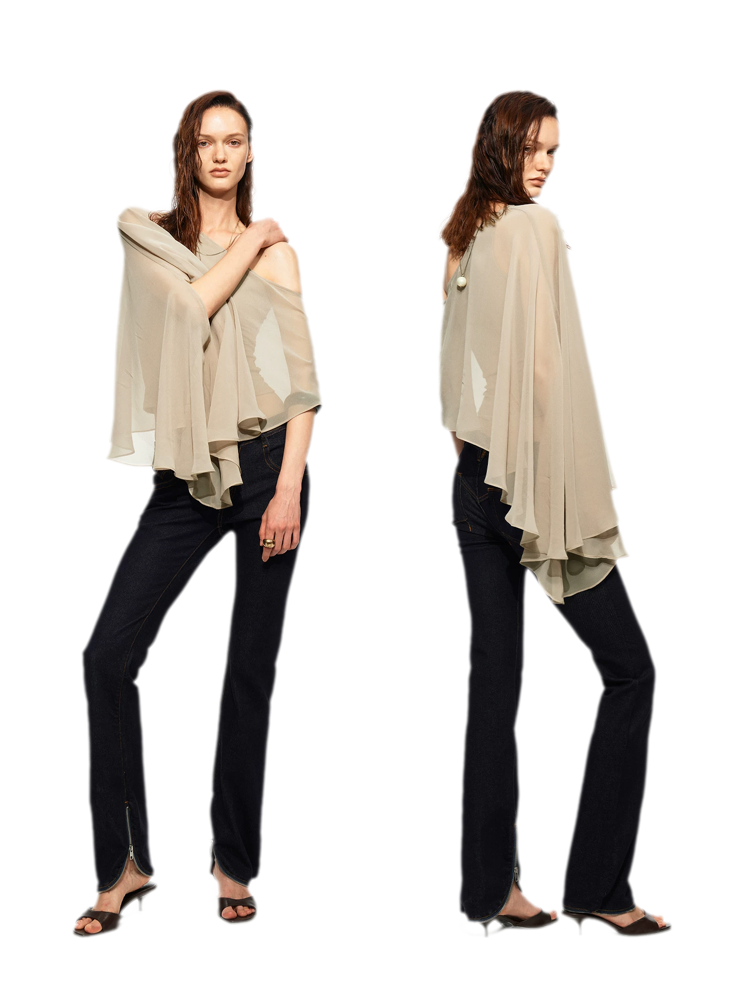 Matte Chiffon Cape Top