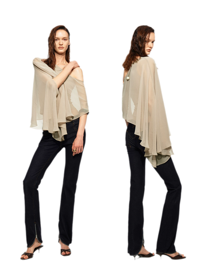 Matte Chiffon Cape Top