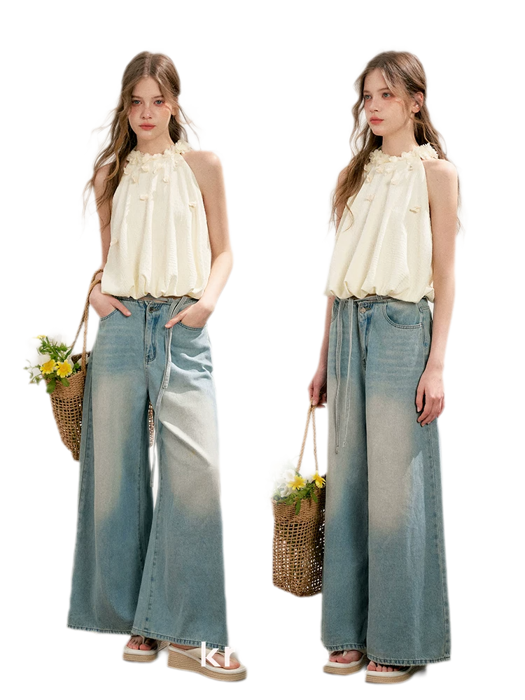 Halter A-Line Top with Floral Texture