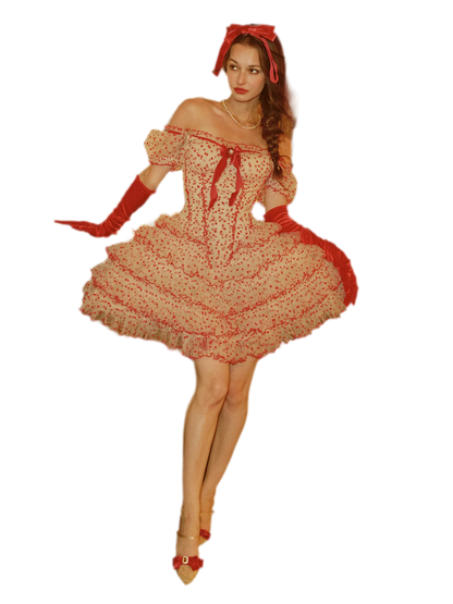 Flocked Bow Ruffle Dress