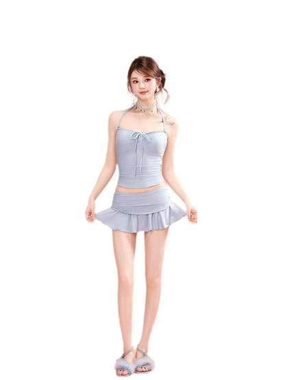 Ruching Halter Swim Set
