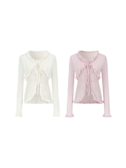 Lace Trim Openwork Cardigan