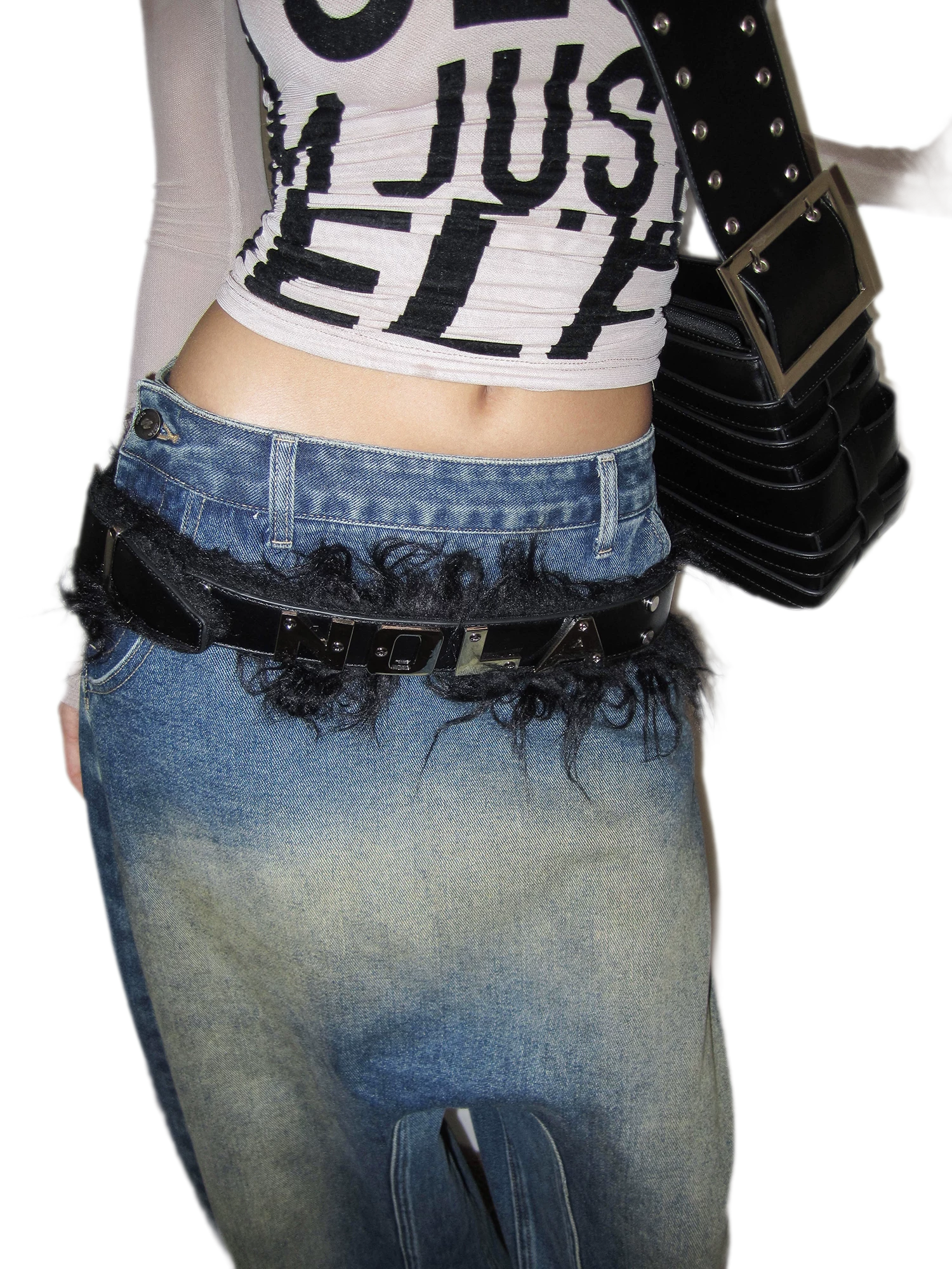 Black Waist Fur Belt