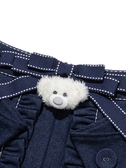 Bow Lace Denim Skort