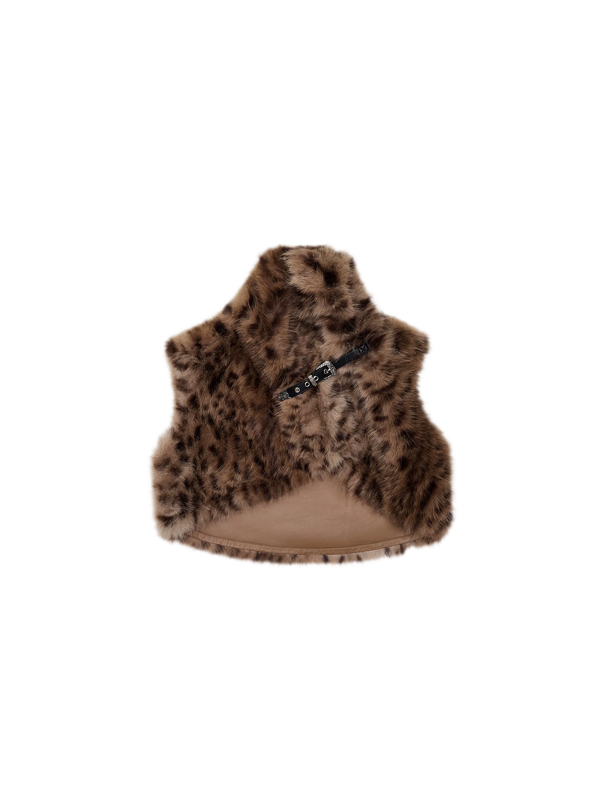 Belted Leopard Faux Fur Vest