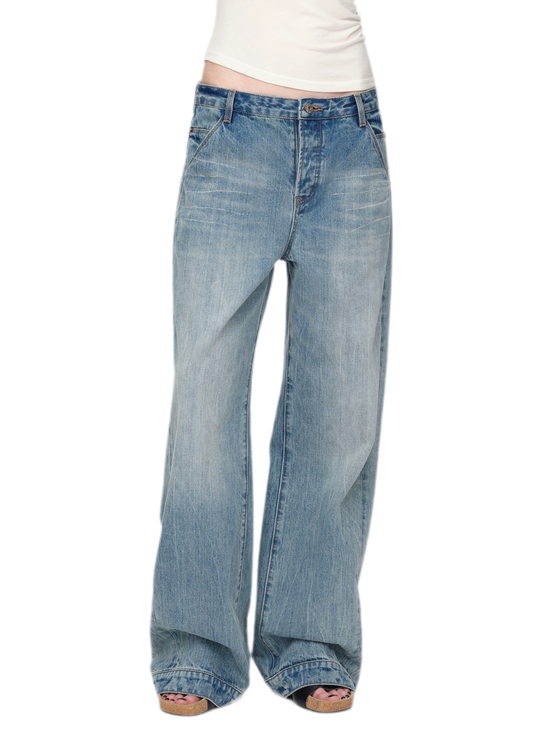 Jeans rectos vintage lavados