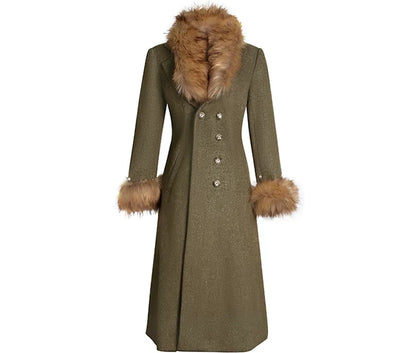 Faux Fur Collar Wool Coat