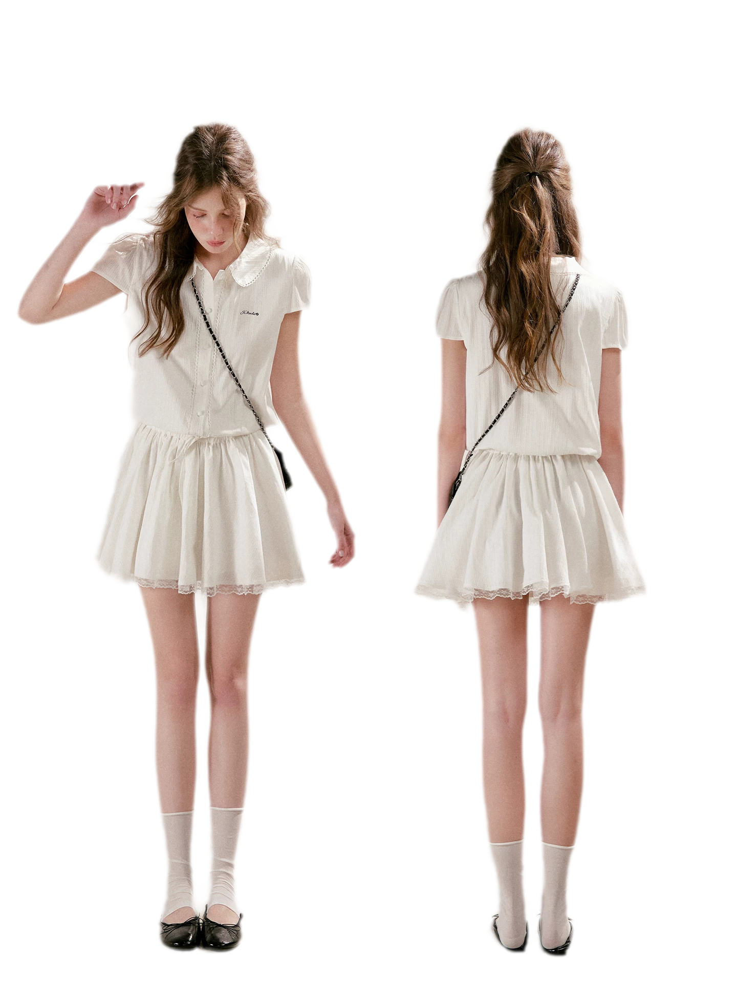 Lace Trim Shirt Dress