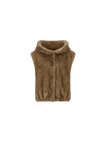 Layered Faux Fur Hooded Vest