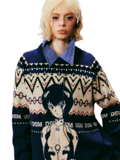 Jacquard Relaxed Graphic Sweater
