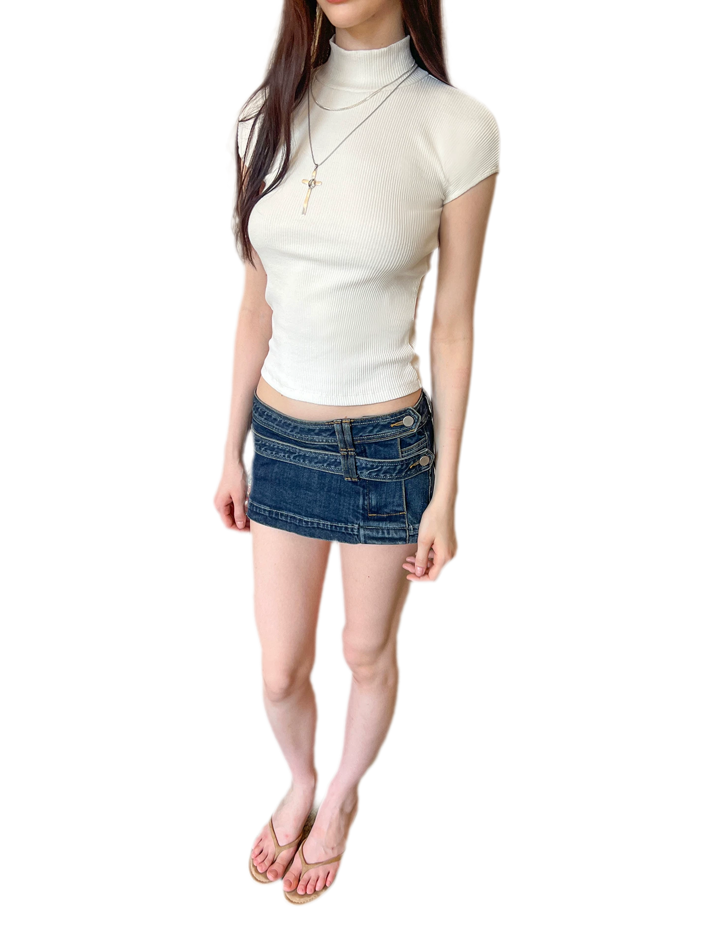 Washed Blue Mini Skirt