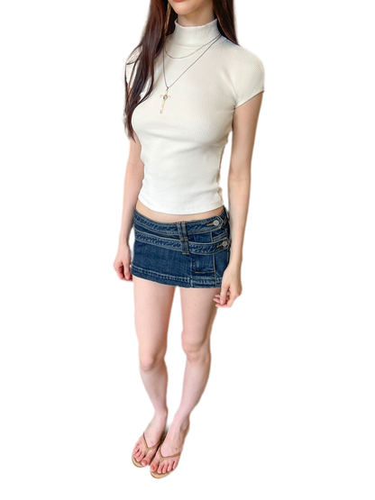 Washed Blue Mini Skirt