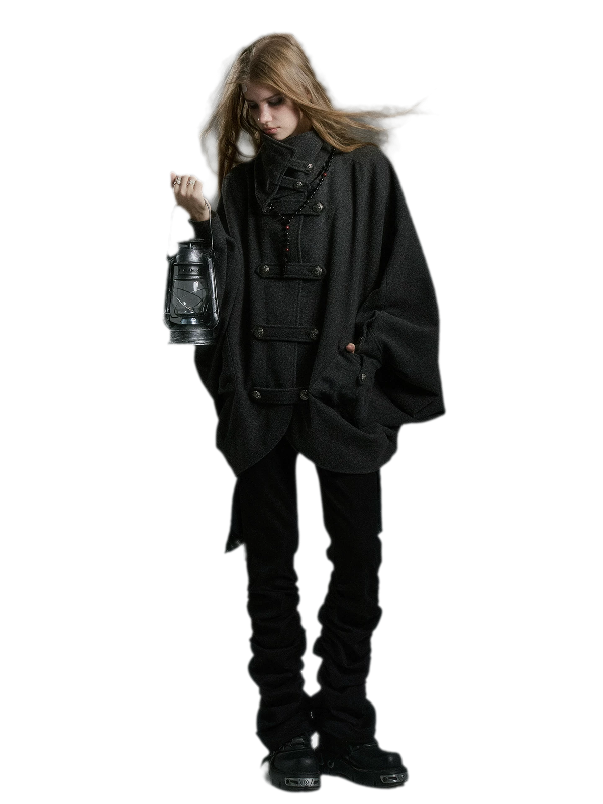 Double-Sided Batwing Wool Coat — Load image 5 in gallery view