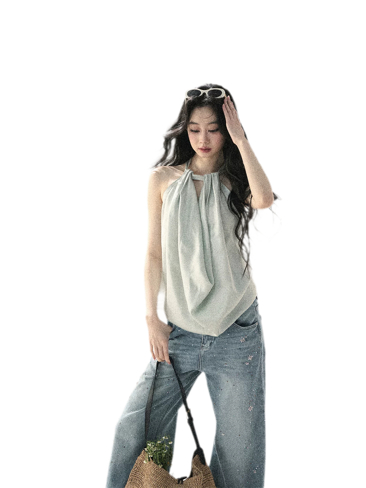 Fluid Halter Backless Top