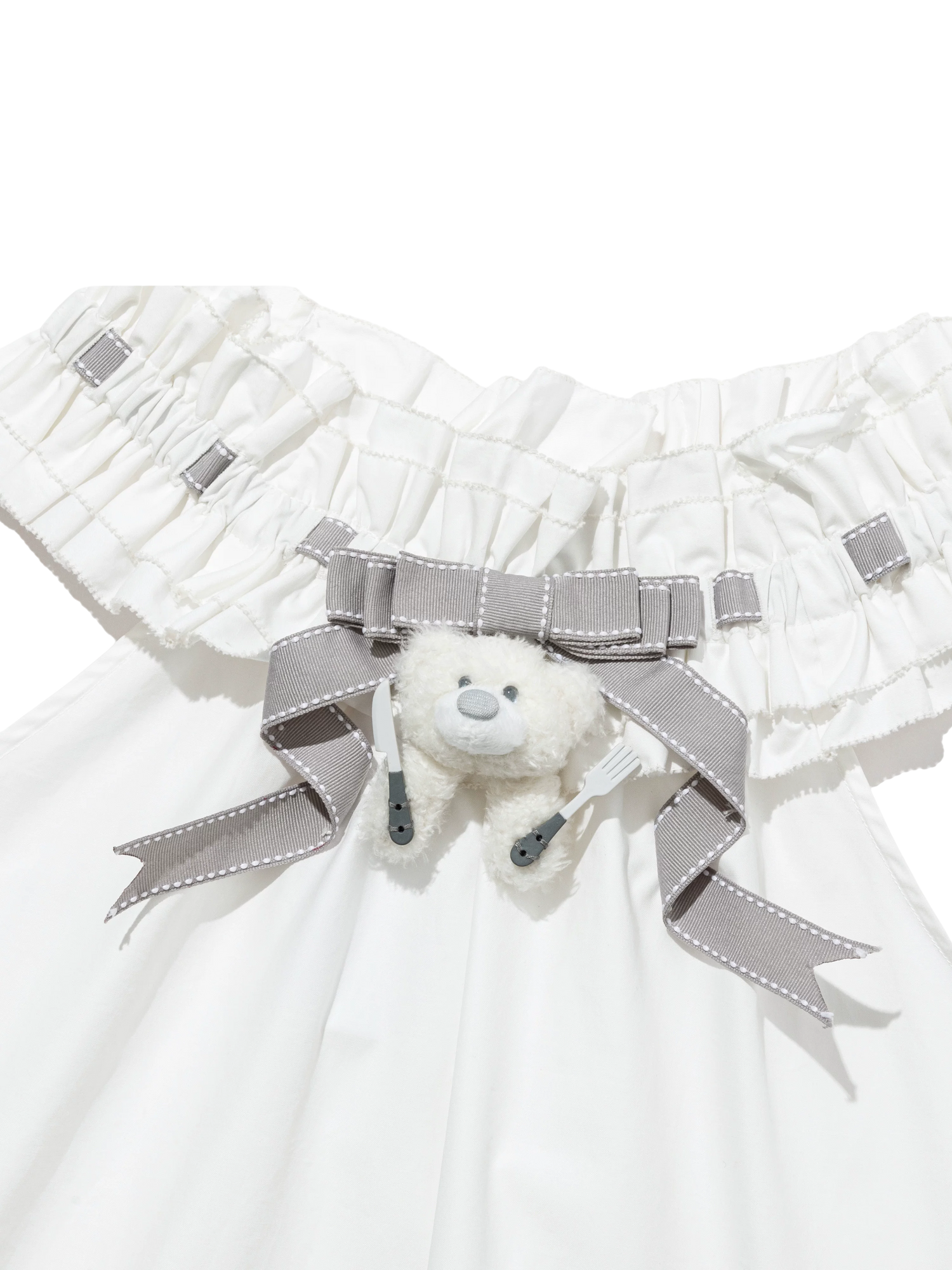Spring/Summer 2026 White Ruched Lace Camisole