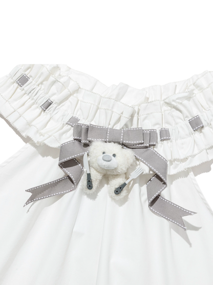 Spring/Summer 2026 White Ruched Lace Camisole