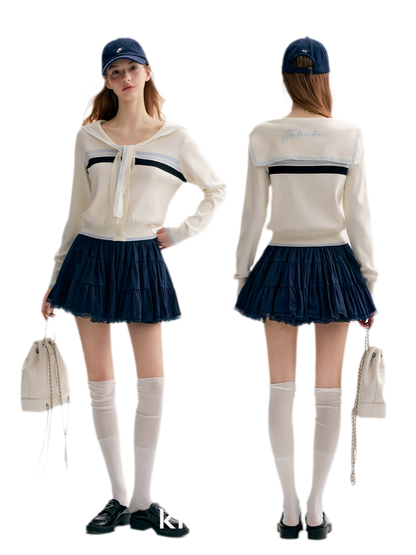 Lace Sailor Tie Cardigan