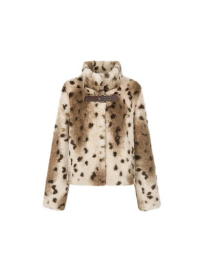 Leopard Faux Fur Buckle Jacket